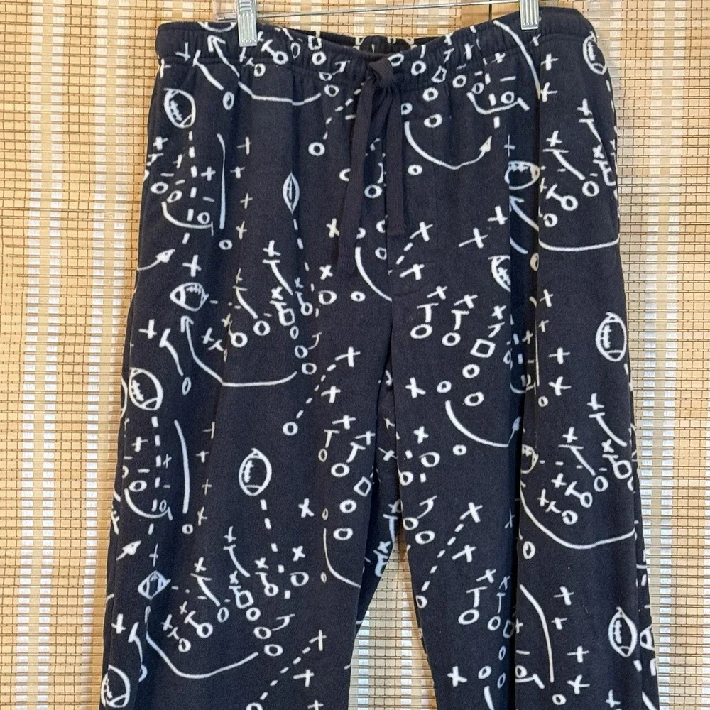 Croft & Barrow Men's L Sleep Pants Gray Football Print Tie Waist Leisurewear